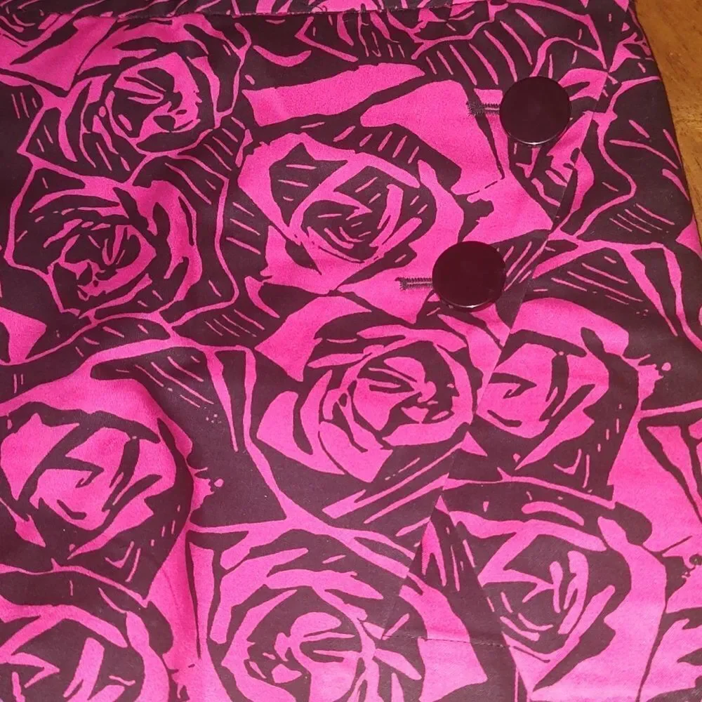 Express Designs Studio black pink floral skirt with shorts Sz 4